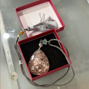 Elegant Silver and Brown Pendant jade